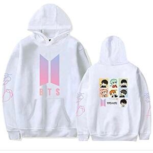 BTS Love Yourself White Pink Ombré Logo Hoodie Sporty Sweatshirt, Women’s XS